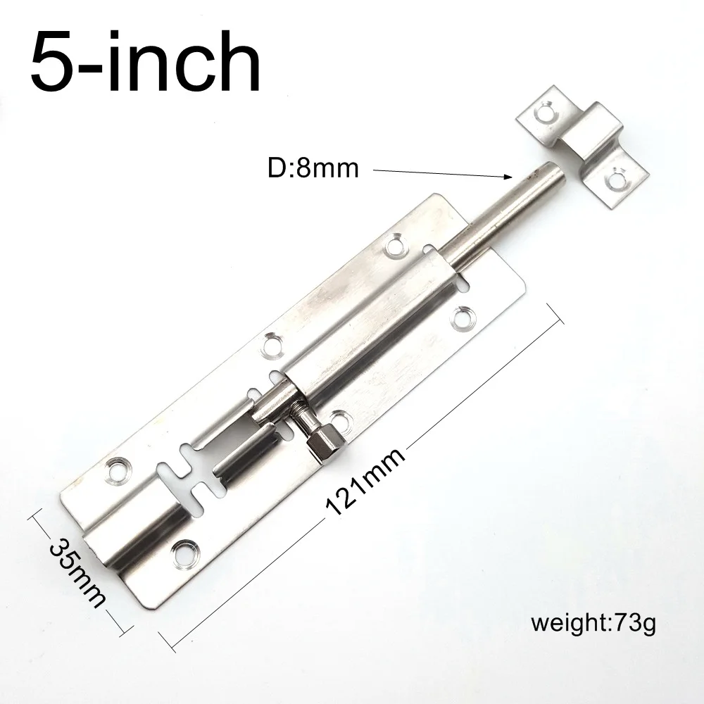 5-inch 1 шт 3/4/5/6/8 inch Нержавеющая сталь щеткой 35 Ширина дверная защелка Скользящий замок защелка-болт навес для ворот блокировки ворот безопасности - Цвет: 5-inch