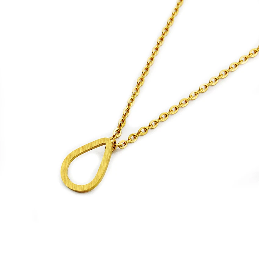 DIANSHANGKAITUOZHE Silver Color Teardrop Raindrop Line Pendant Necklace Women Fashion Jewelry Stainless Steel Collares Mujer|collares mujer|fashion