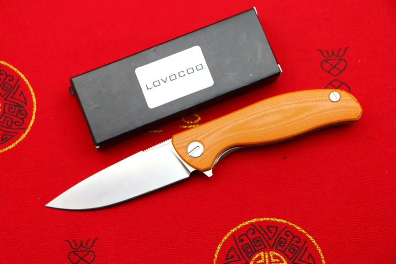 LOVOCOO F3 Флиппер складной нож D2 лезвие G10 Ручка Открытый Отдых Охота карманные фруктовые ножи выживания EDC инструменты подшипник - Цвет: orange