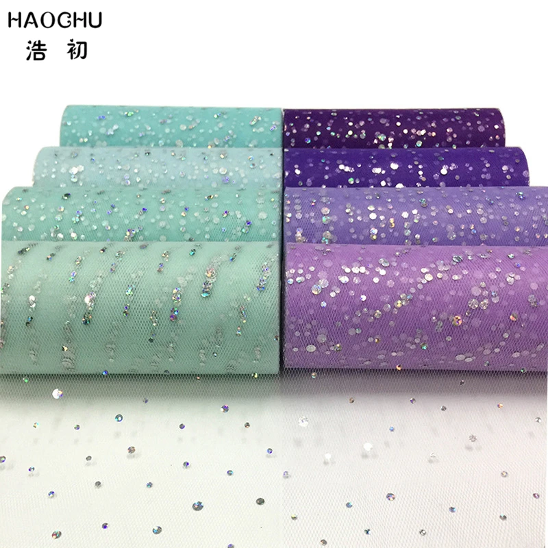 HAOCHU зеленый лес открытый вечерние блестящие рулон тюля с блестками 6 дюймов 25