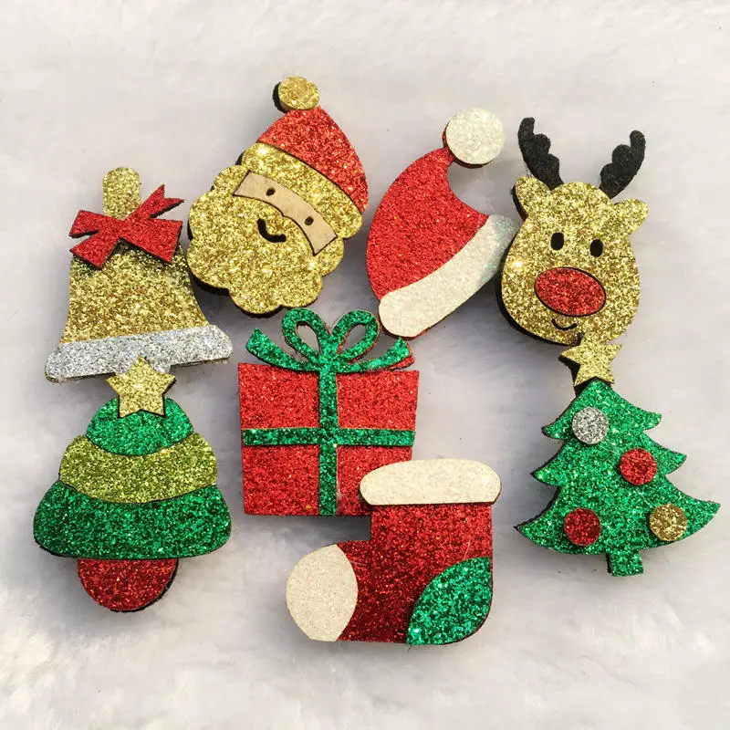 32 шт./лот смешанный стиль Merry Christmas мягкая аппликация ремесла для детей Головные Уборы Заколка аксессуар и аксессуары для одежды