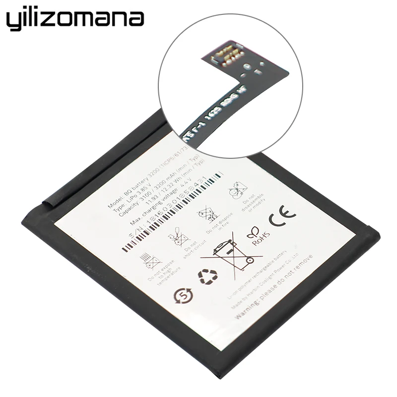 Yilizomana аккумулятор для телефона 3200 для BQ Aquaris X5 Plus высококачественные сменные батареи большой емкости 3200 мАч