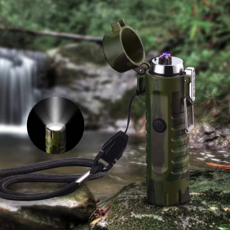 Многофункциональная Водонепроницаемая двухдуговая Зажигалка Usb с фонариком