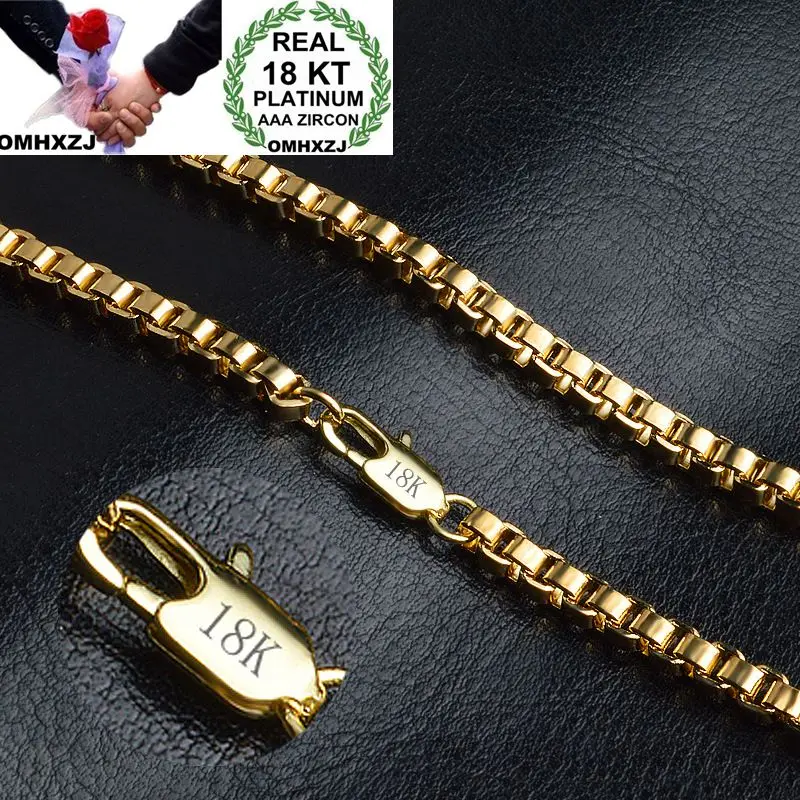 

OMHXZJ Wholesale Personality Fashion Man Party Gift Gold Square Box Circles Chain 18KT Gold Bracelet+Necklace Jewelry Set SE46