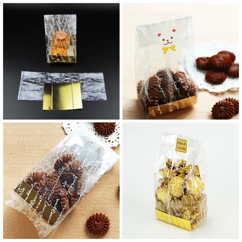 Пластиковые пакеты для упаковки печенья конфет хлеба, прозрачные вечерние свадебные сумки для шоколада, 20 шт./лот