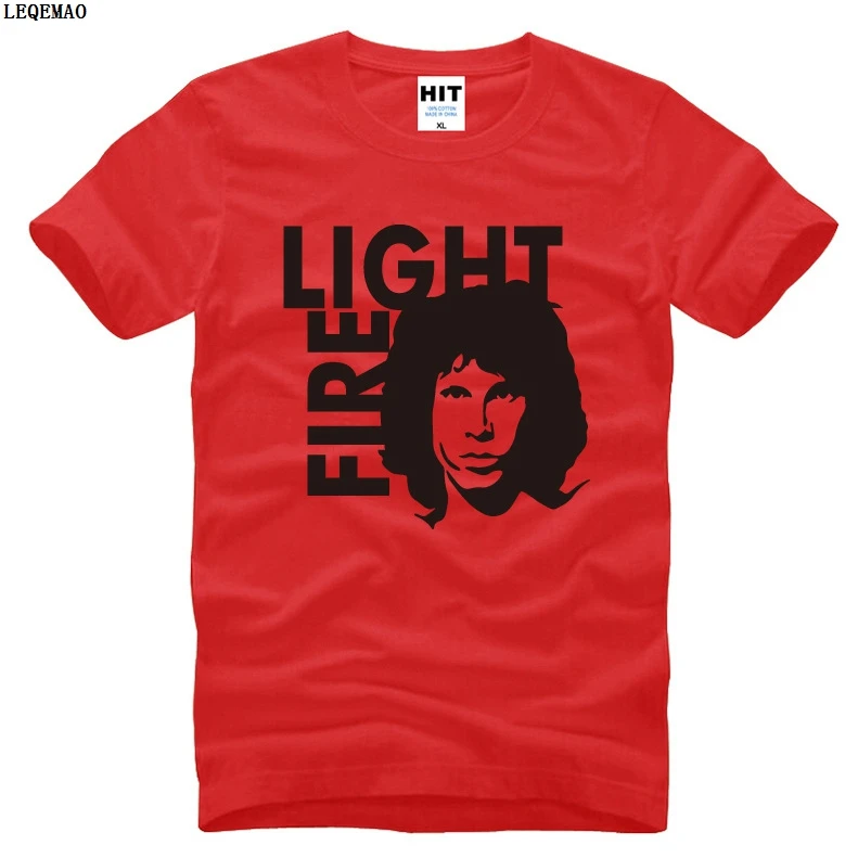 Summer Funny The Doors Light my Fire Printed T Shirts Men Cotton Short Sleeve Rock Band Jim Morrison Men's T-Shirt Fashion Tees | Мужская