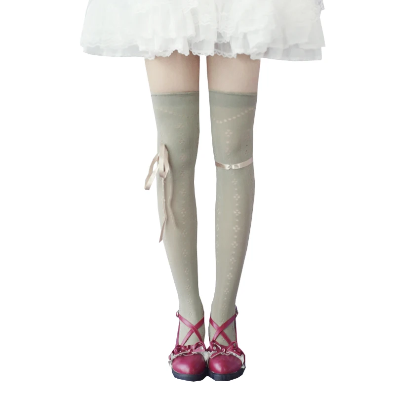Princess sweet lolita stockings Japanese Sweet Hollowed-out Tie with Butterfly Knee stockings Lolita Lovely stockings WXL094