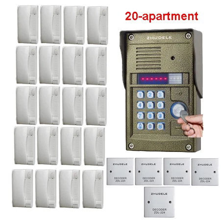 Домашняя система безопасности ZHUDELE разблокировка здания аудиодомофон для 20