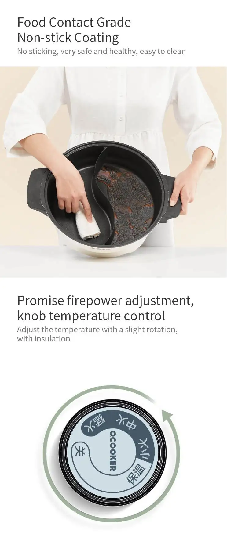 OCOOKER CR-HG03, 1500 Вт, 4л, многофункциональный, 2 сетки, электрический, горячий горшок, антипригарный горшок, для дома, кухни, кухонные инструменты