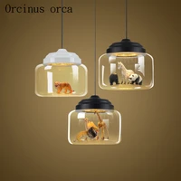 nordic simple animal glass chandelier living room coffee bar bar chandelier postage free