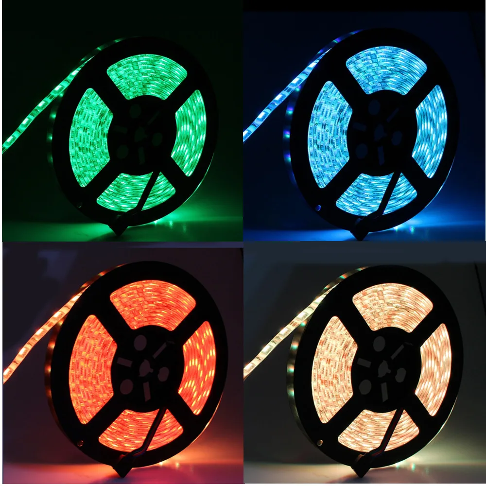Светодиодные ленты светильник SMD 5050 RGB Светодиодные ленты 12V 30 светодиодный s/m Водонепроницаемый Гибкая ленточная строка+ RGB светодиодный контроллер+ 12V Мощность адаптер