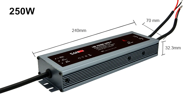 Ультра-тонкий IP67 Водонепроницаемый Питание DC 12V 24V трансформатор освещения 60/100/120/150/200/250/300W Светодиодный драйвер для Светодиодные ленты