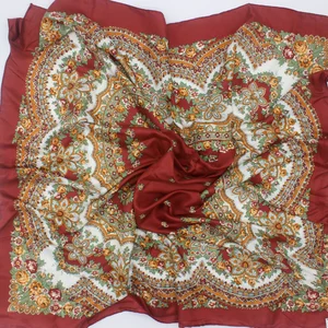 Новинка 2018, Дизайнерский Модный квадратный шелковый шарф с цветами, роскошный головной убор из полиэстера, шаль и платок, Женская бандана, сатин 90*90 см