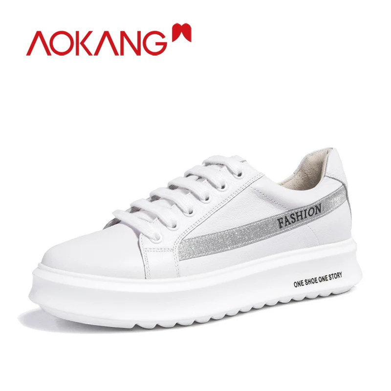 AOKANG Kanglong/Новые кроссовки на платформе женская обувь черные Tenis Feminino повседневная
