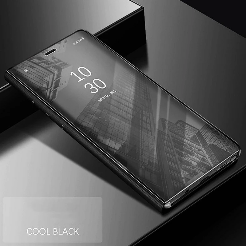 Black Флип-кошелек, прозрачный чехол для телефона для iPhone 11 Pro X 8 Plus, умный зеркальный чехол-подставка из искусственной кожи для iPhone XS Max XR - Цвет: Black
