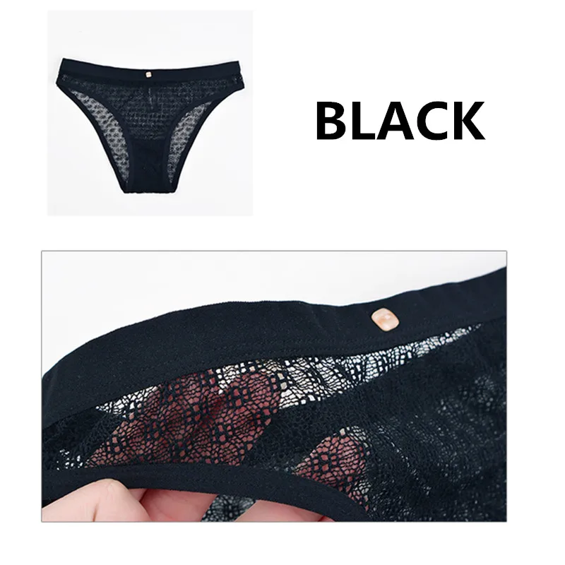 Однотонное кружевное нижнее белье хлопковые брюки с низкой талией