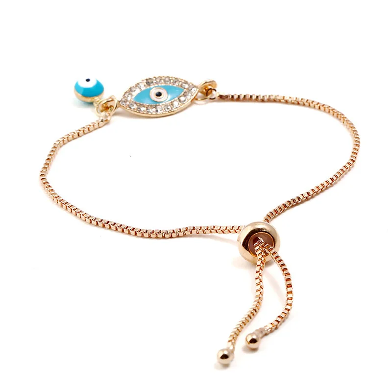 2018 New Fashion Crystal Oil Dripping Blue Eye Charm Bracelet Women Jewelry Alloy Chain Accessories | Украшения и аксессуары
