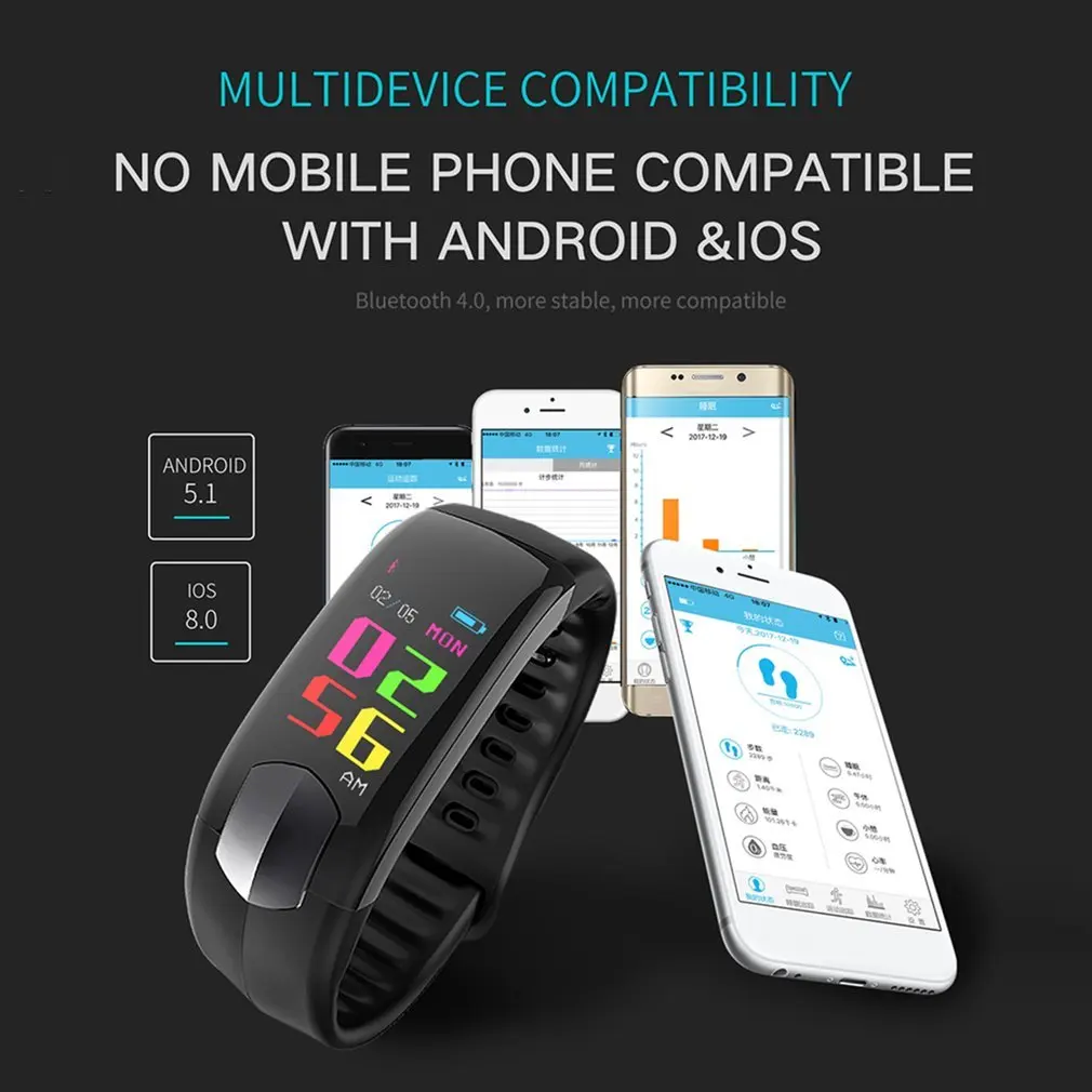 0 96 &quotOLED цветной экран WI11 Smart Band кровяное давление пульсометр шагомер водостойкие