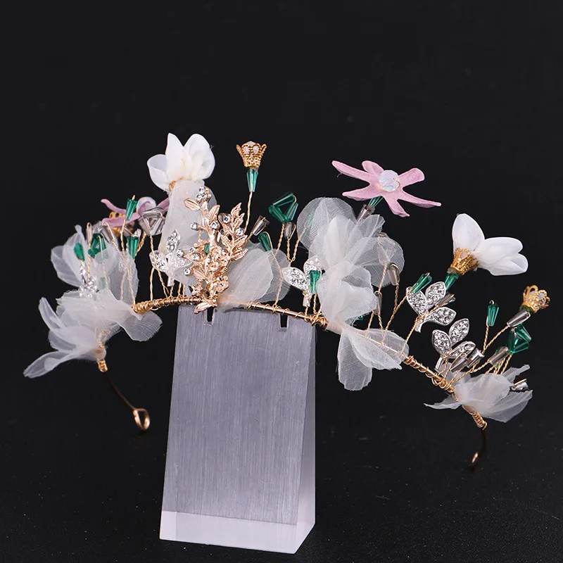 Роскошные цветные хрустальные листочки свадебные диадемы свадебная повязка на