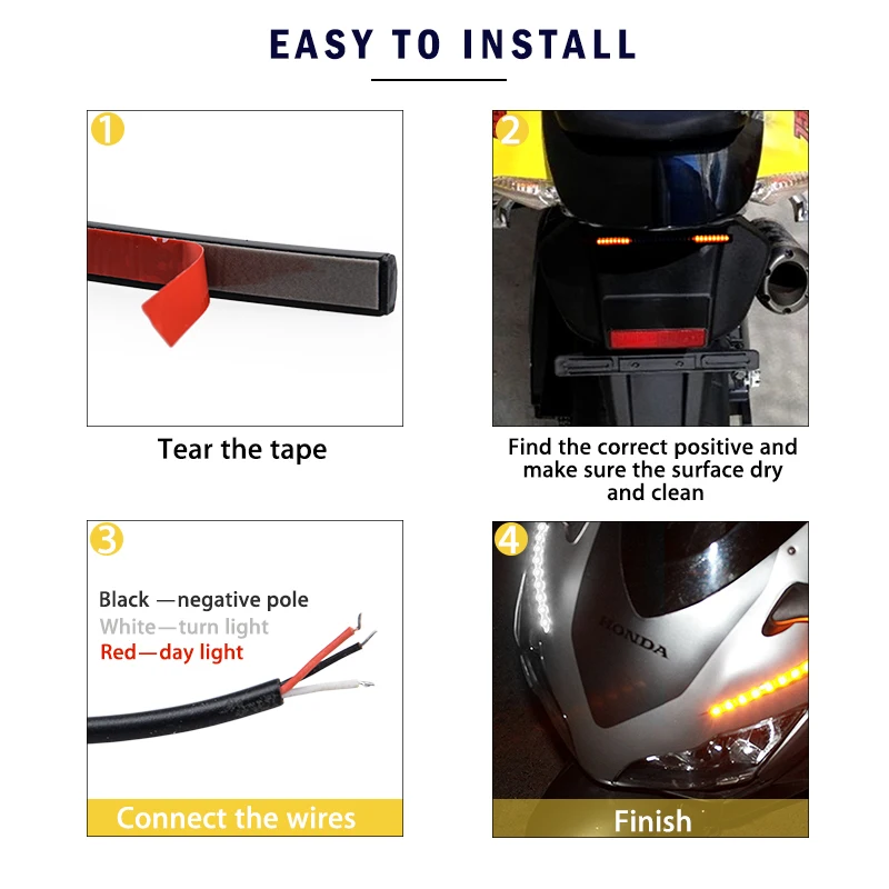2 шт. светодиодные мотоциклетные белые красные янтарные 18 светодиодов полосы
