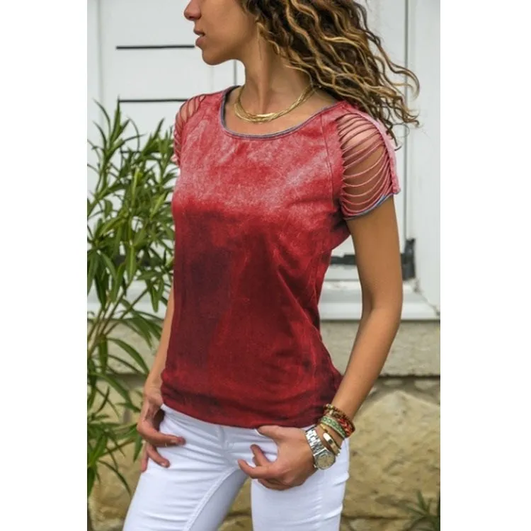 Женская футболка с круглым вырезом Повседневная однотонная облегающая коротким