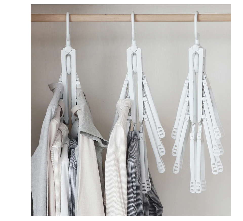 Multifunctional Plastic Foldable Clothes Hanger Save Space Laundry Drying Racks Wardrobe Closet Storage Organizer Clothes Hanger