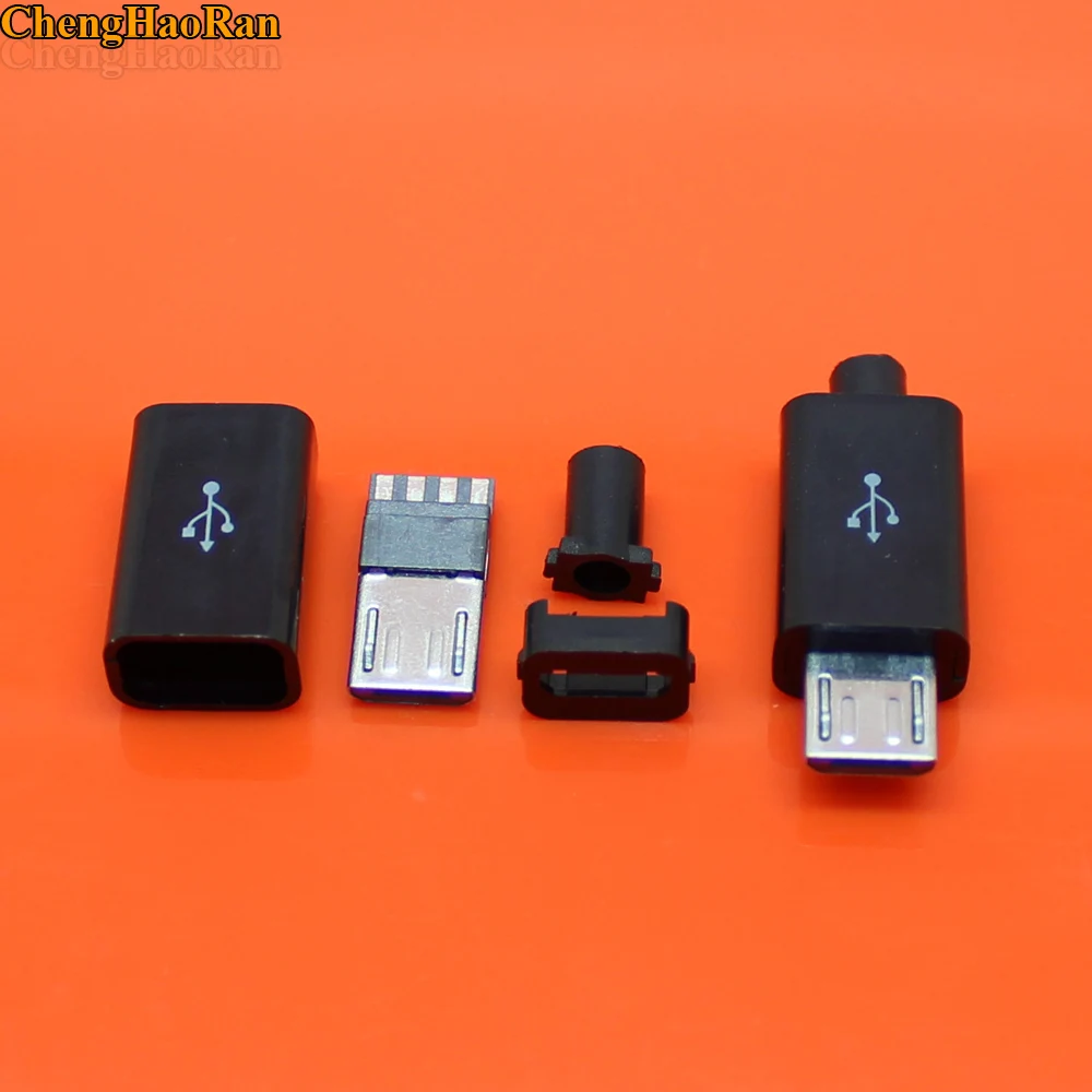 ChengHaoRan 10 шт. микро USB 4 контактный разъем штекер черный/белый Сварка данных OTG линия