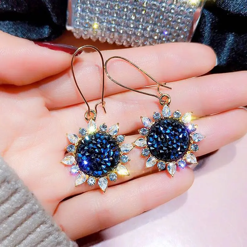 European and American contracted cool wind revives ancient ways long money helianthus earring sunflower joggle | Украшения и