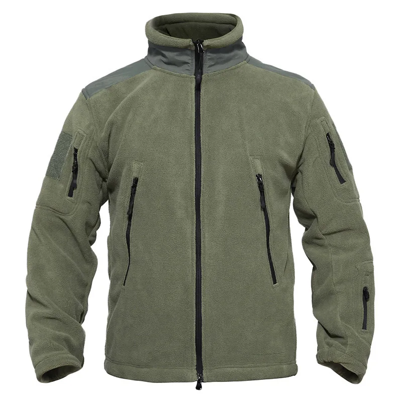 Army green TACVASEN, армейская флисовая куртка, брендовая мужская куртка, пальто, зимняя теплая одежда, мульти карман, тактическая куртка, утепленные военные куртки - Цвет: Army green