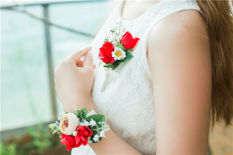 Ручной работы розы Искусственные цветы Свадебный букет корсаж для жениха