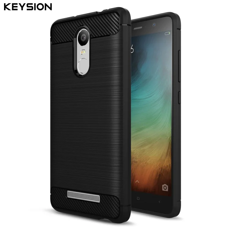 KEYSION Case for Xiaomi Redmi Note 3 Mobile Phone Bag Carbon Fibre Brushed TPU Cases Pro Cover |