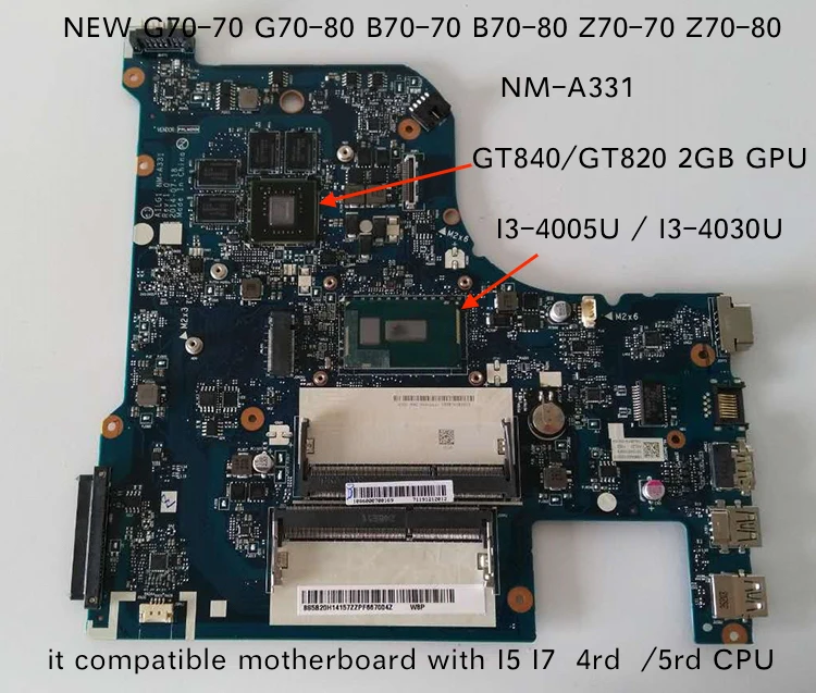Отлично работает AILG NM-A331 для lenovo G70-80 B70-80 Z70-80 Материнская плата ноутбука с процессором I3-4005/I3-4030