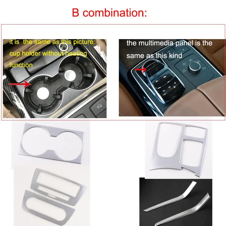 B Combination 6 шт. автомобильный Стайлинг внутренняя отделка Центр Наклейка на консоль для Mercedes Benz W166 GLE Coupe C292 аксессуары - Название цвета: B Combination