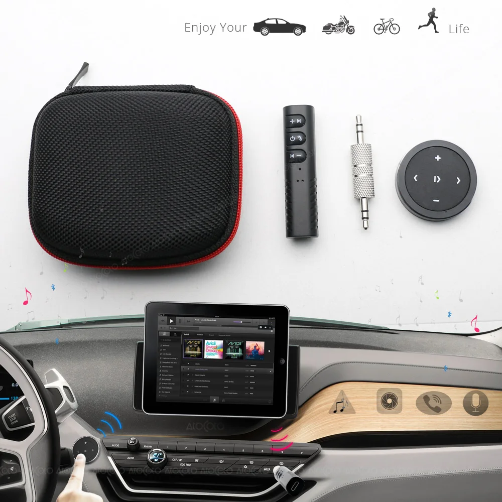 Беспроводной Bluetooth медиа кнопка дистанционного управления автомобиля мотоцикла рулевое колесо музыка 3,5 мм разъем AUX приемник адаптер громкой связи