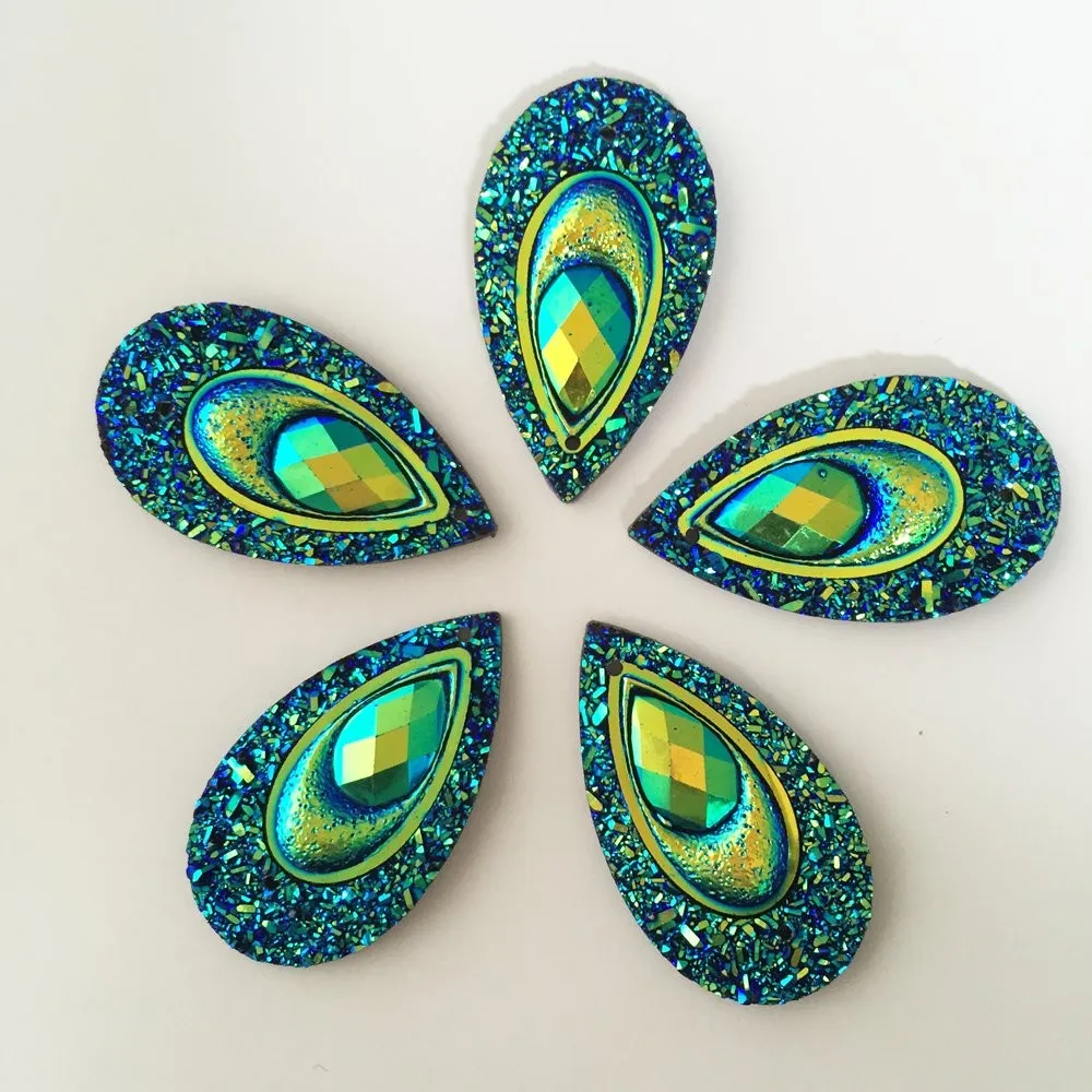 20 шт. AB Смола 16*30 мм КАПЛЕВИДНАЯ руда Павлиний глаз украшения из страз с плоским