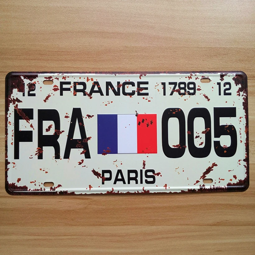 Новое прибытие SP-CP-099 carplates винтажные металлические оловянные знаки &quotFRA-005&quot