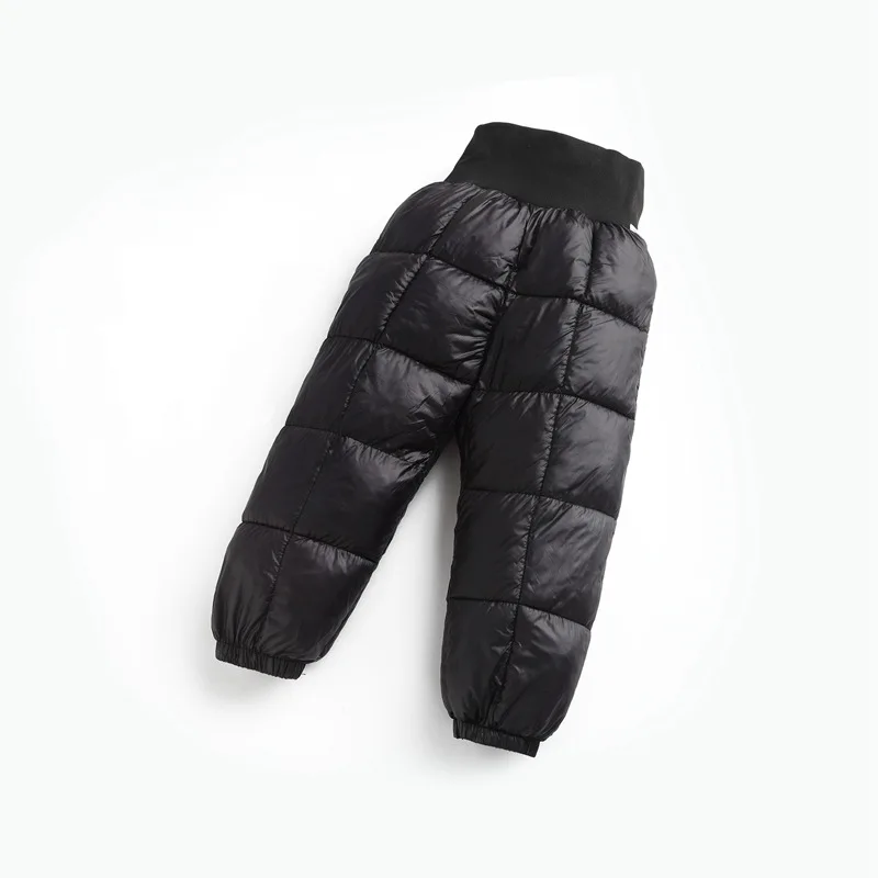 Детские Пуховые брюки осень/зима для мальчиков девочек с высокой талией модные
