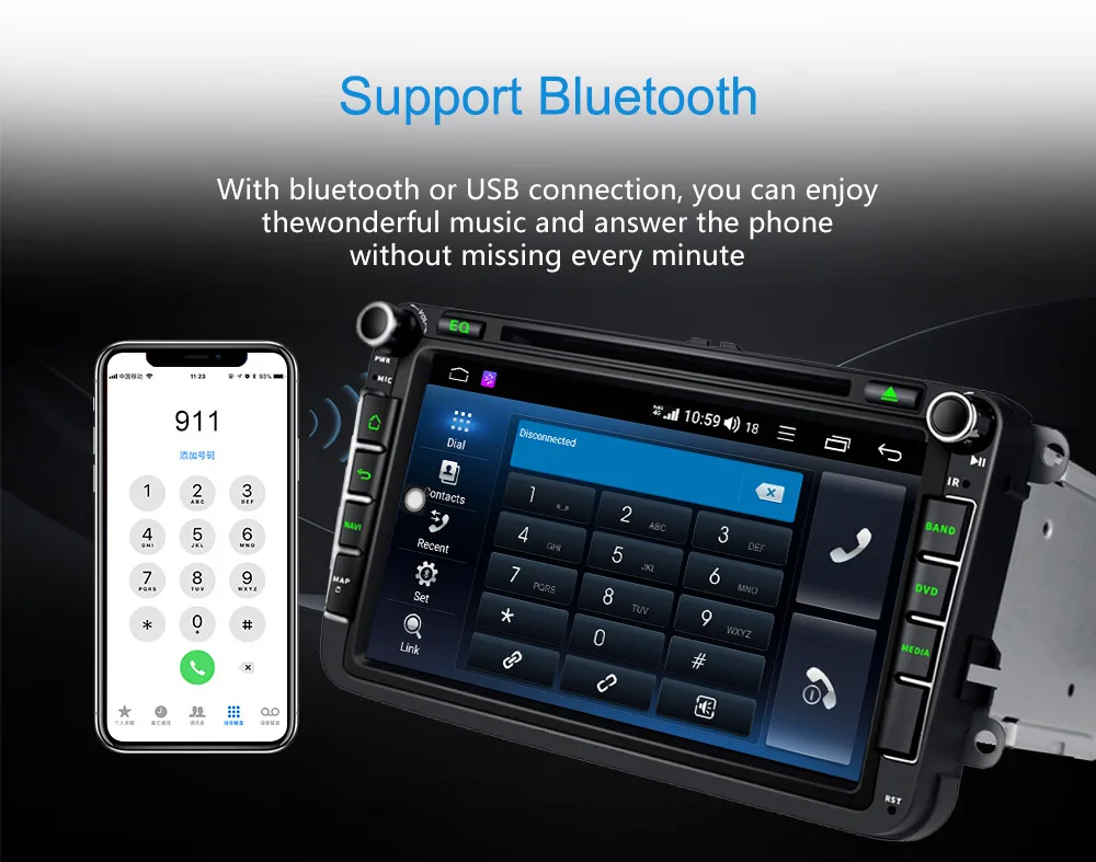 ARKRIGH 8 дюймов 4+ 64 ГБ Android 8,1 Авторадио Стерео HU поддержка 4G sim-карты gps плеер для VW Skoda POLO GOLF PASSAT Автомобильный мультимедийный