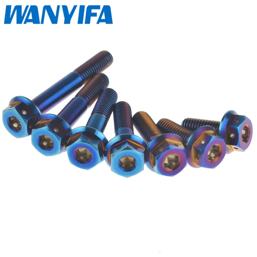 Wanyifa Титан m10 x 20 25 30 35 40 45 55 мм hex С Шестигранной Головкой Фланец Болт для Honda Suzuki yamaha