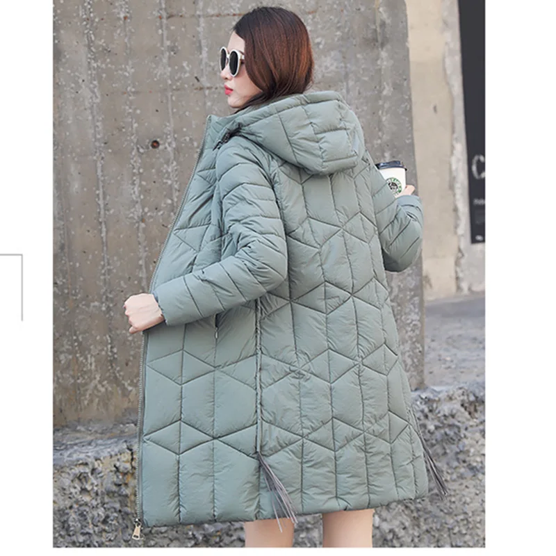 Зимняя куртка, Женская парка, пальто, плюс размер 4XL, модный пуховик, Длинная толстовка с капюшоном, толстая длинная куртка, женская одежда