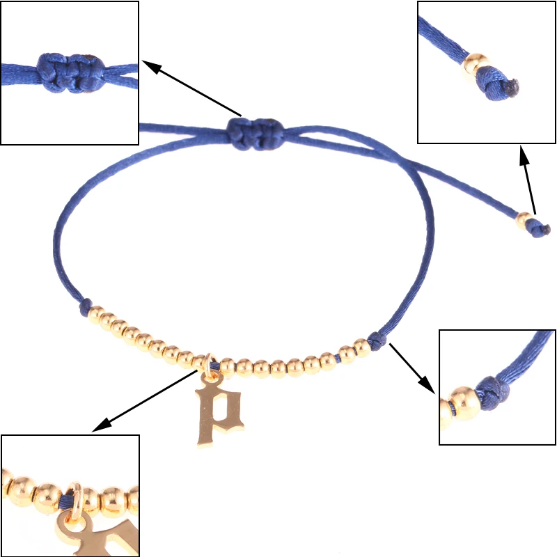 Оригинальные золотые браслеты Duoying 10 мм староанглийские с буквами и шариками