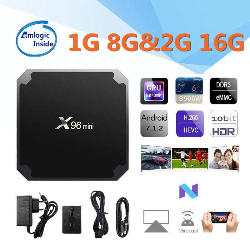 X96 Мини ТВ приставка 1G8G/2G16G x96mini Android 7.1.2 четырехъядерный процессор Amlogic S905W 2 4 ггц WiFi