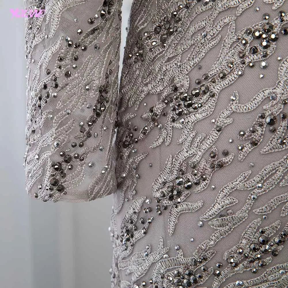 Элегантный коричневый кружево, широкие рукава Вечерние платья Длинные Вечернее женское платье вечернее платье de Soiree YQLNNE