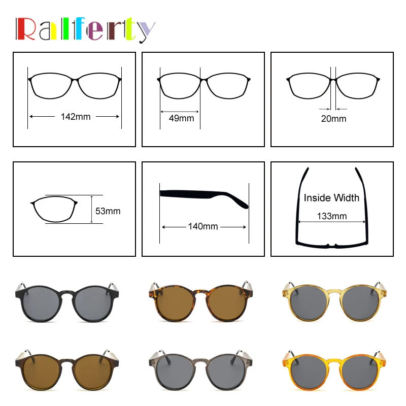 Ralferty Retro Round Sunglasses Women Men Vintage Orange Circle Eyewear UV400 Sun Glasses For Women Shades Points gunes gozlugu images - 4