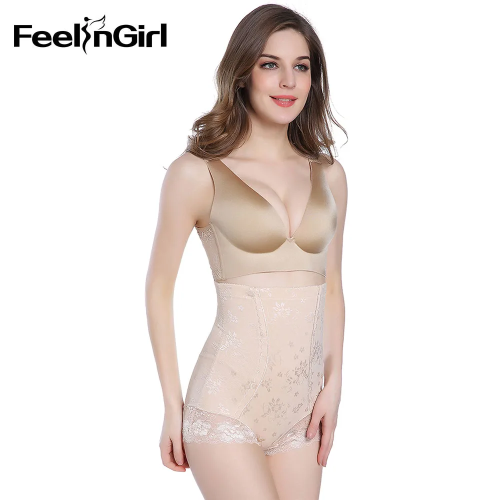 Feelingirl Woman High Waist Lace Flower Panties Firm Tummy Control Butt Lifter Body Shaper Trainer Slimming Underwear | Женская одежда