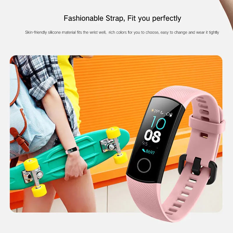 Смарт браслет HONOR Band 4 фитнес 0 95 &quot цветной сенсорный экран AMOLED 5 АТМ для плавания