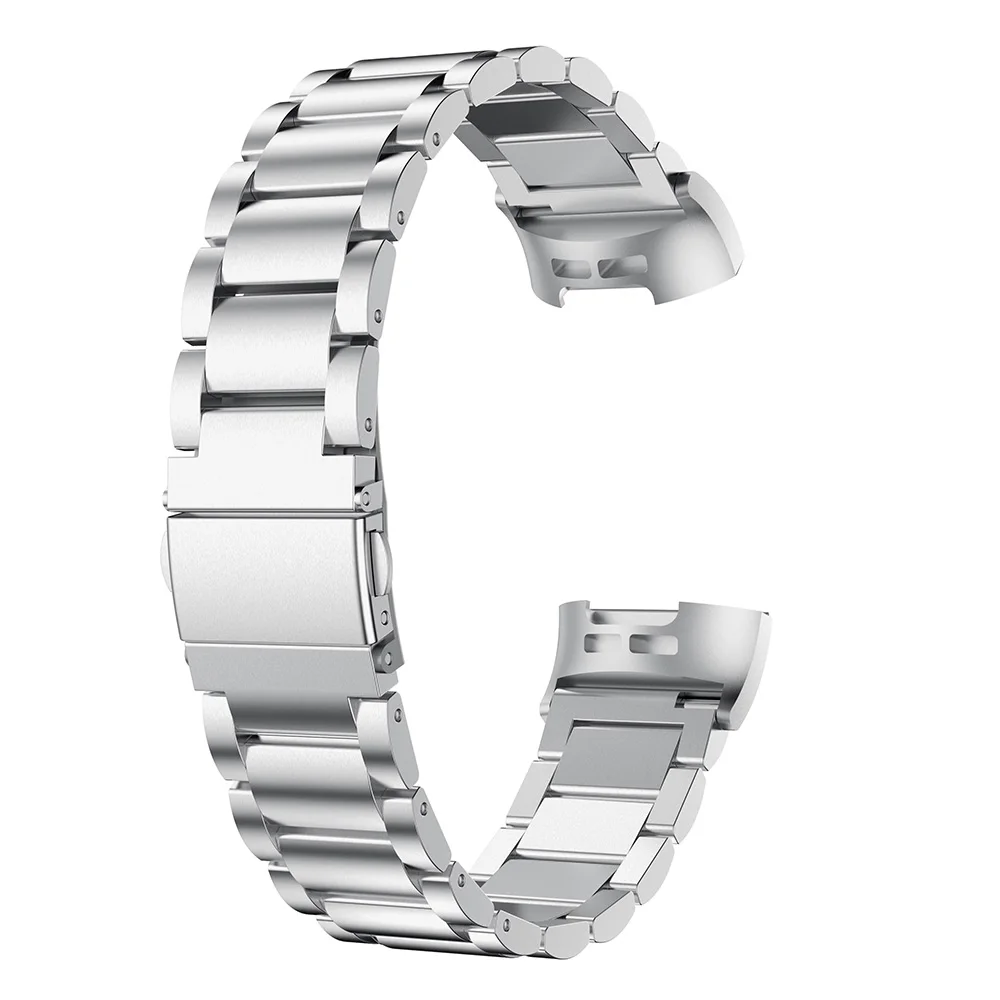 Silver Ремешок из нержавеющей стали для Fitbit Charge 3 ремешок для Fitbit Charge 3 умный Браслет замена рогатки Пряжка твердый металлический ремень - Цвет: Silver