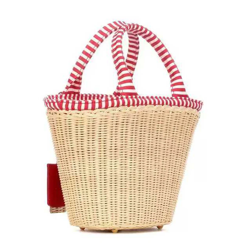 Women's bag luxury handbags rattan Straw crossbody bags for women Genuine Leather beach basket bags original brand designer
