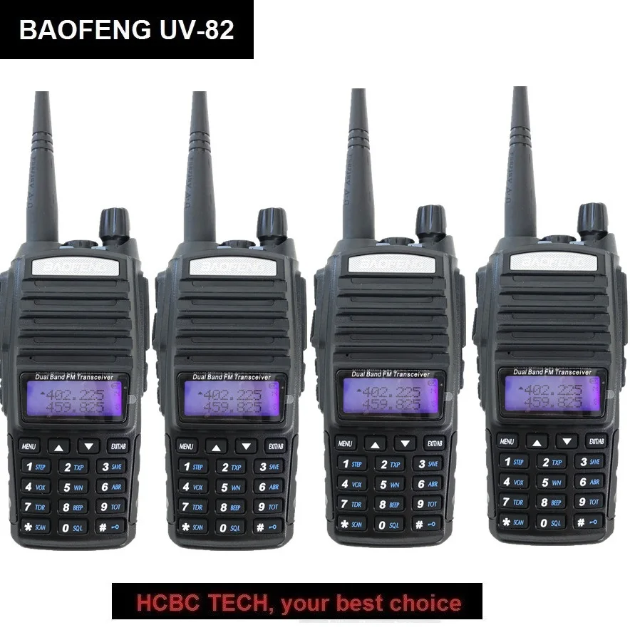 

4PCS BAOFENG UV-82 Dual PTT Walkie Talkie 10KM Dual Band VHF UHF 136-174MHz/400-520MHz Ham CB Radio Station HF Transceiver