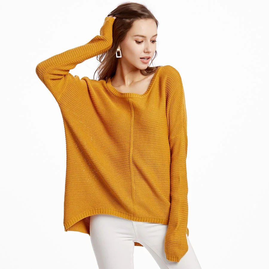 

Casual Loose Womens Pullover 2019 Raglan Long Sleeve Ribbed Trim Sweater Crochet Knitted Tops Vestidos